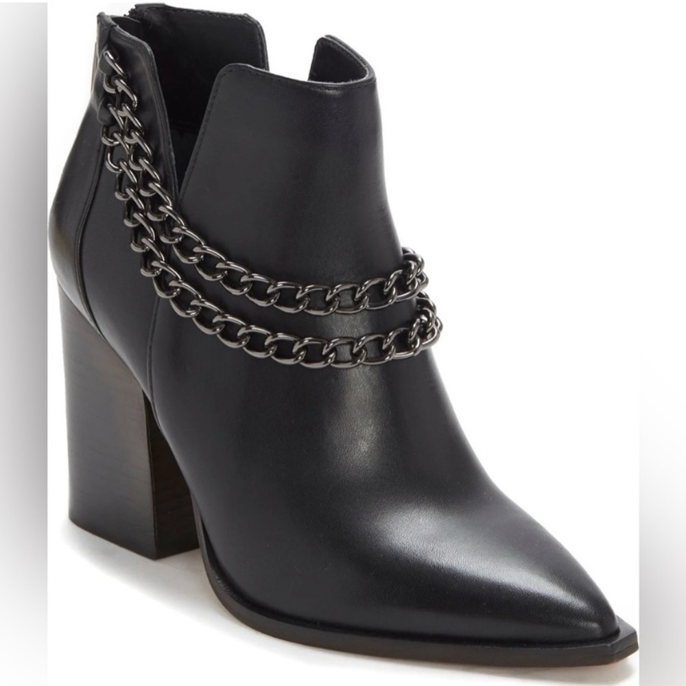 Vince Camuto Black Chain-Embellished Ankle Boots